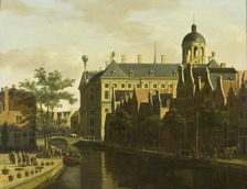 The Nieuwezijds Voorburgwal with the Flower and Tree Market in Amsterdam, c1675. Creator: Gerrit Berckheyde