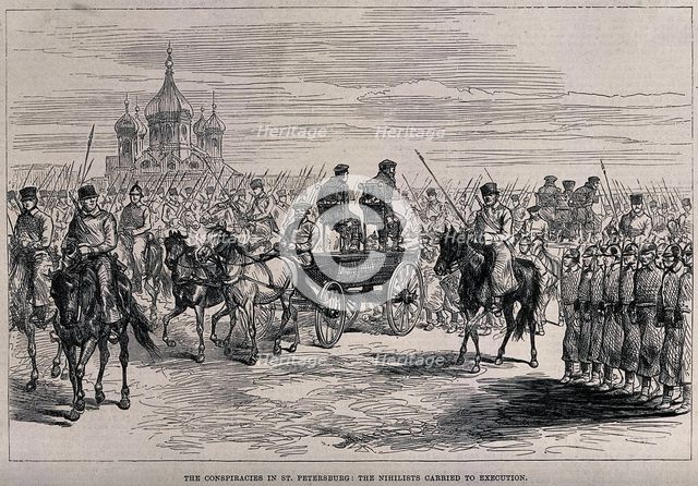 The Nihilists carried to Execution in St. Petersburg, ca 1881. Artist: Anonymous  