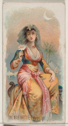 The Nile Bride, Egypt, from the Holidays series (N80) for Duke brand cigarettes, 1890., 1890. Creator: George S. Harris & Sons