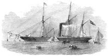 "The Nile" Screw Steam-Ship, wrecked off Godrevy Point, 1854. Creator: Unknown