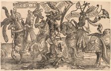 The Nine Heroes: Arthur, Charles the Great (Charlemagne), Godfrey of Bouillon, 1515-1517. Creator: Lucas van Leyden (Dutch, 1494-1533)