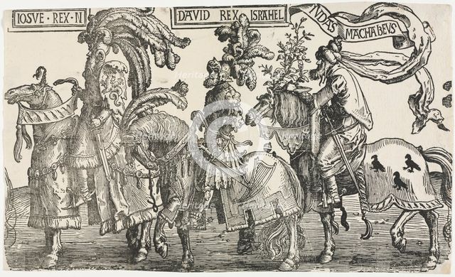 The Nine Heroes: Joshua, David, Judas Maccabees, 1515-1517. Creator: Lucas van Leyden (Dutch, 1494-1533).