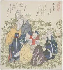 The Nine Old Men of Mount Xiang (Kozan kyuro), from the series "A Set of Ten Famous Num..., c. 1828. Creator: Gakutei