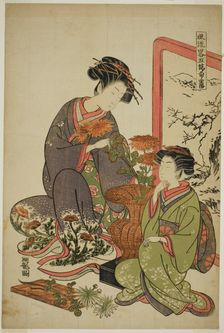 The Ninth Month (Choyo), from the series "A Fashionable Parody of the Five..., c. 1776/81. Creator: Isoda Koryusai