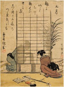 The Ninth Month (Kugatsu), from an untitled series of Twelve Months, 1792. Creator: Utamaro, Kitagawa (1753-1806)