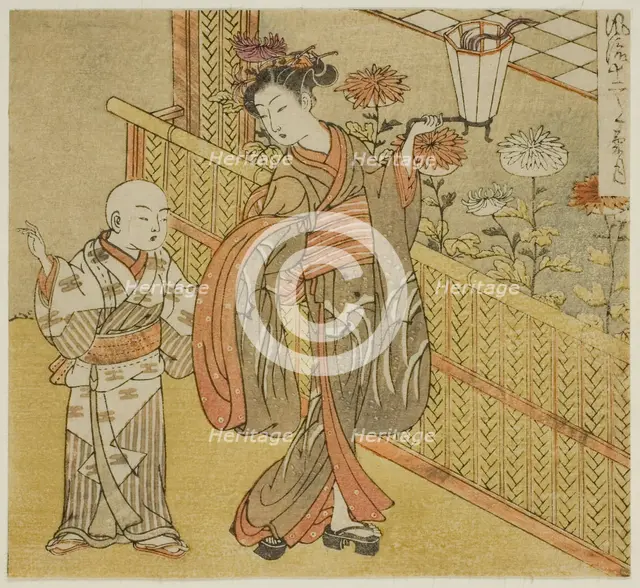 The Ninth Month (Kikuzuki), from the series "Fashionable Twelve Months (Furyu..., c. 1770/72. Creator: Isoda Koryusai.