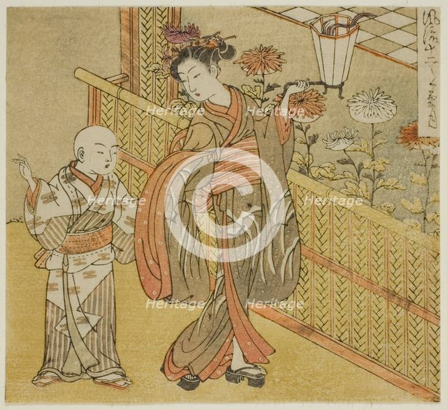 The Ninth Month (Kikuzuki), from the series "Fashionable Twelve Months (Furyu..., c. 1770/72. Creator: Isoda Koryusai.