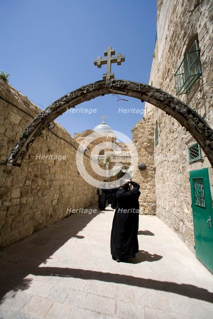 The Ninth Station of the Cross on the Via Dolorosa, Jerusalem, Israel. Creator: Samuel Magal.