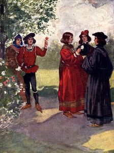 ...The nobles plucked red or white roses and put them in their caps 15th century, (1905).Artist: A S Forrest