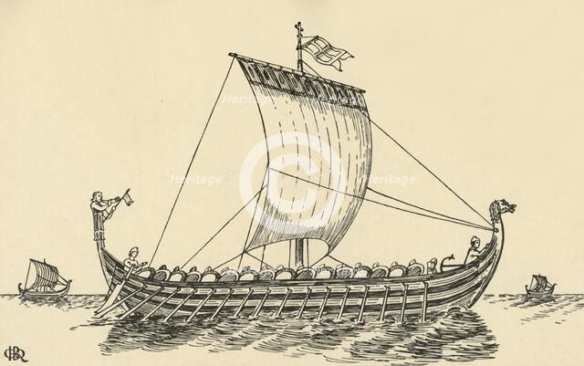'The Norman Ship (based on the Bayeux Tapestry)', (1931). Artist: Charles Henry Bourne Quennell.