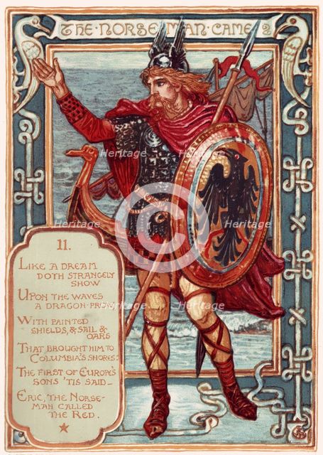 The Norseman. From: Columbia's Courtship: A Picture History of the United States, 1893. Artist: Crane, Walter (1845-1915)