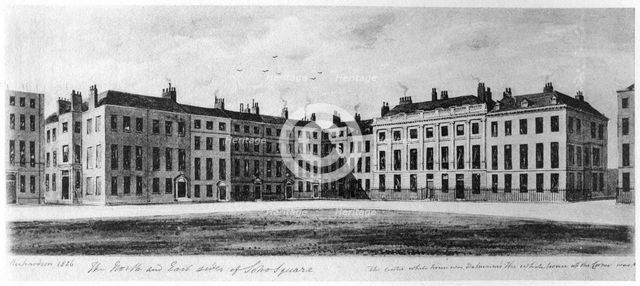 The north and south sides of Soho Square, London, 1826 (1907). Artist: Unknown