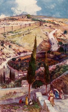 The North-East End of Jerusalem and Mizpah from the Mount of Olives 1902. Creator: John Fulleylove