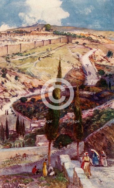'The North-East End of Jerusalem and Mizpah from the Mount of Olives',  1902. Creator: John Fulleylove.