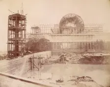 The North end of the Building from the Reservoir Crystal Palace, Sydenham, 1852-1854. Creator: Philip Henry Delamotte