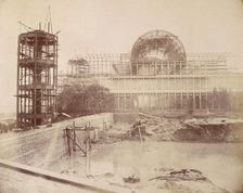 The North end of the Building from the Reservoir Crystal Palace, Sydenham, 1852-1854. Creator: Philip Henry Delamotte