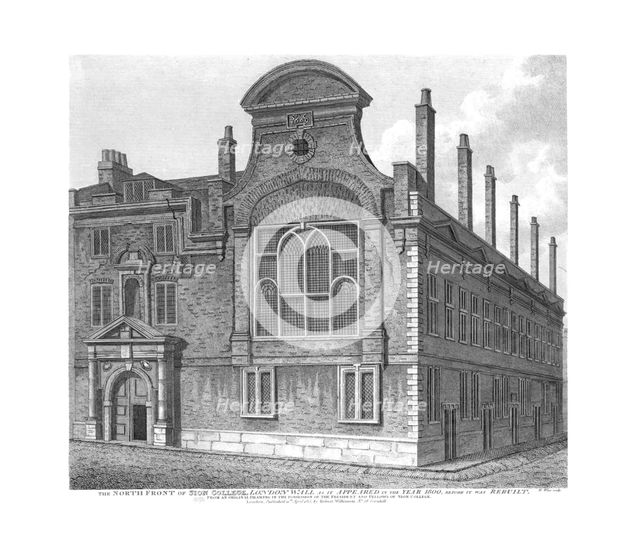 'The North Front of Sion College, London Wall, as it appeared in 1800', 1815. Artist: William Wise.