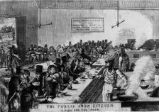 The north west public soup kitchen, Marylebone Road, London, 1858. Creator: C Wragg