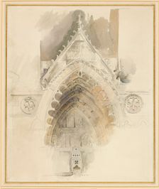 The Northern Arch of the West Entrance of Amiens Cathedral, 17 - 18 May or 23 September 1856. Creator: John Ruskin