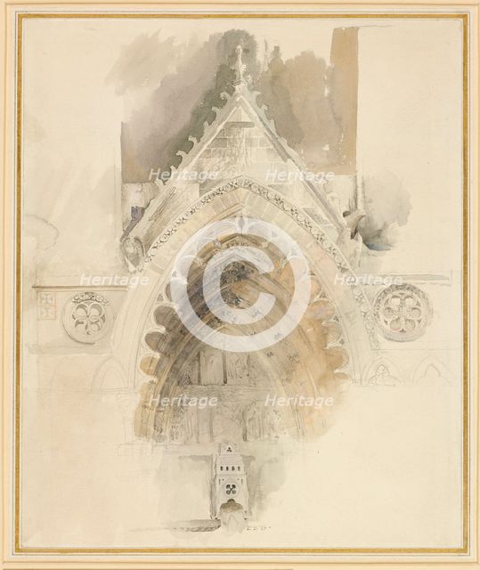 The Northern Arch of the West Entrance of Amiens Cathedral, 17 - 18 May or 23 September 1856. Creator: John Ruskin.