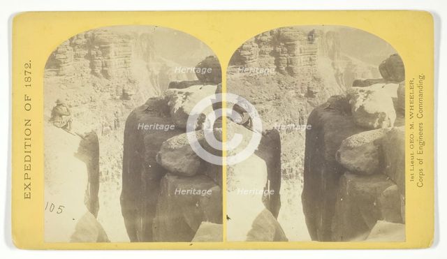 The northern wall of the Grand Cañon of the Colorado, near the foot of To-ro-weap valley..., 1872. Creator: William H. Bell.