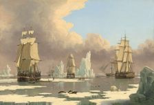 The Northern Whale Fishery: The "Swan" and "Isabella", c. 1840. Creator: John Ward I