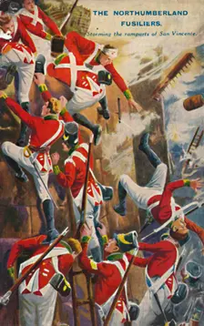 The Northumberland Fusiliers. Storming the ramparts of San Vincente 1812, (1939)