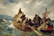 The Norwegians land on Iceland in 872, 1877. Creator: Oscar Wergeland