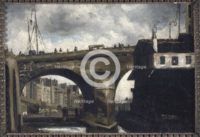 The Notre-Dame bridge and pump, 1825. Creator: Louis-Godefroy Jadin.