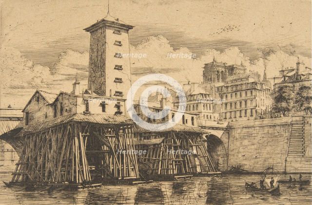 The Nôtre-Dame Pump, Paris, 1852. Creator: Charles Meryon.