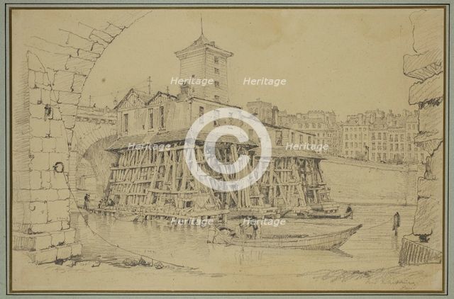 The Notre Dame Pump, Paris, c1810-1850. Creator: Samuel Prout.