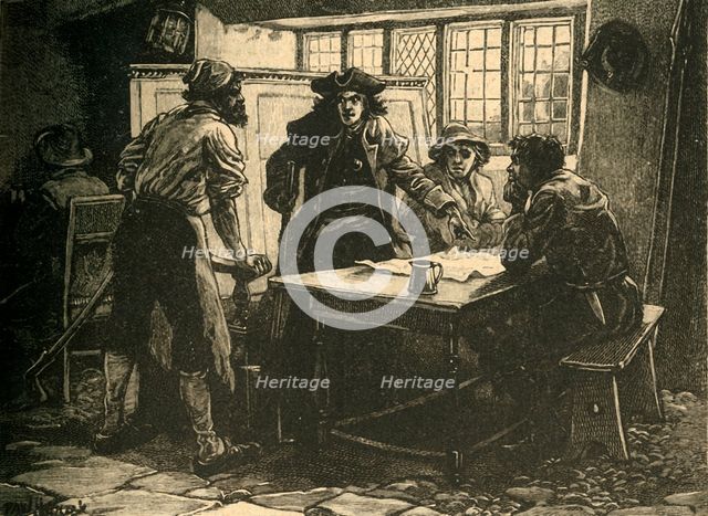 The "Nottingham Captain" and agitators at the White Horse Inn, Pentrich, Derbyshire, 1817 (c1890). Creator: Unknown.