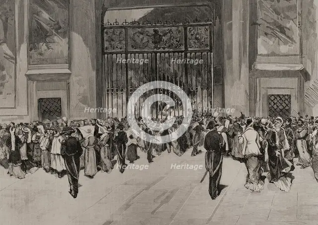 The novendialis ceremonies after the death of Pope Pius IX in Rome, (Italy), 1878. Creator: Bernardo Rico.