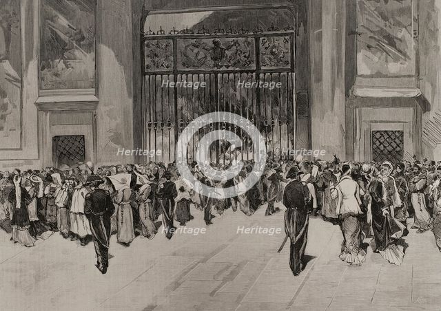 The novendialis ceremonies after the death of Pope Pius IX in Rome, (Italy), 1878. Creator: Bernardo Rico.