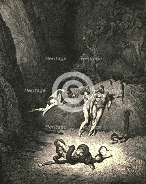 'The other two look'd on, exclaiming, "Ah! How dost thou change, Agnello!"', c1890.  Creator: Gustave Doré.