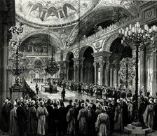 The Ottoman constitution enacted by Sultan Abdulhamid II in Dolmabahçe Palace in Dec 1876. Creator: Anonymous