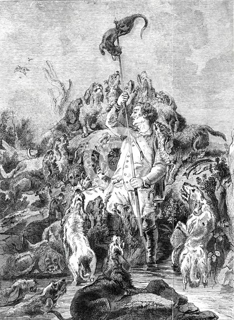 "The Otter Speared", painted by E. Landseer, R.A., 1844. Creator: Unknown.