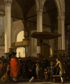 The Oude Kerk in Amsterdam during a Service. Creator: Emanuel de Witte