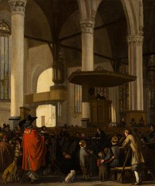 The Oude Kerk in Amsterdam during a Service. Creator: Emanuel de Witte