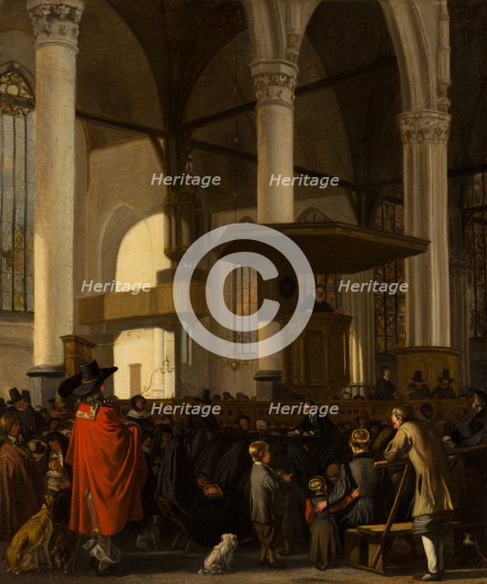 The Oude Kerk in Amsterdam during a Service. Creator: Emanuel de Witte.