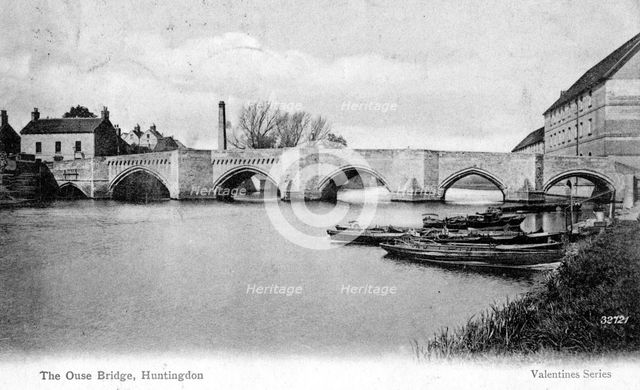 The Ouse Bridge, Huntingdon, Cambridgeshire, 1905. Artist: Unknown
