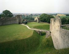 The outer ward and gatehouse, Pickering Castle, North Yorkshire, 1990