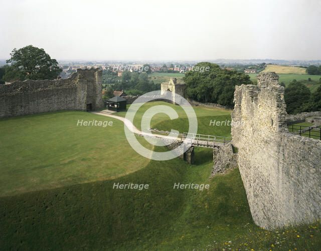 The outer ward and gatehouse, Pickering Castle, North Yorkshire, 1990. Artist: Unknown
