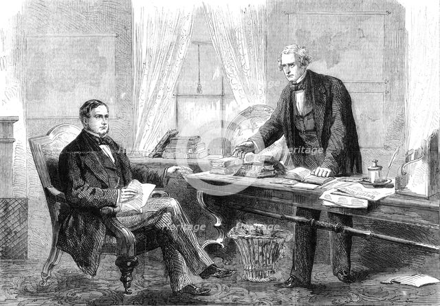 The Outrage on the Trent: Lord Lyons communicating Early Russell's despatch to Mr..., 1862. Creator: Unknown.