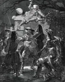 "The Outrage upon Sir John Coventry", by T.H. Maguire, in the Royal Academy Exhibition, 1860. Creator: W. Godwin