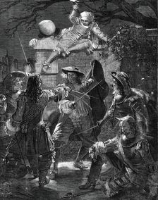 "The Outrage upon Sir John Coventry", by T.H. Maguire, in the Royal Academy Exhibition, 1860. Creator: W. Godwin