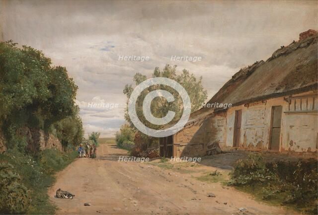 The Outskirts of the Village of Vejby. By the Roadside the Painter J.Th. Lundbye Sketching, 1843. Creator: Peter Christian Thamsen Skovgaard.