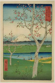 The Outskirts of Koshigaya in Musashi Province (Musashi Koshigaya zai), from the series..., 1858. Creator: Ando Hiroshige