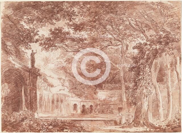The Oval Fountain in the Gardens of the Villa d'Este, Tivoli, 1760. Creator: Hubert Robert.