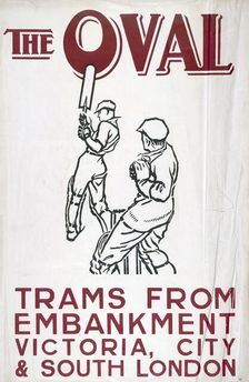 The Oval London County Council (LCC) Tramways poster, 1930